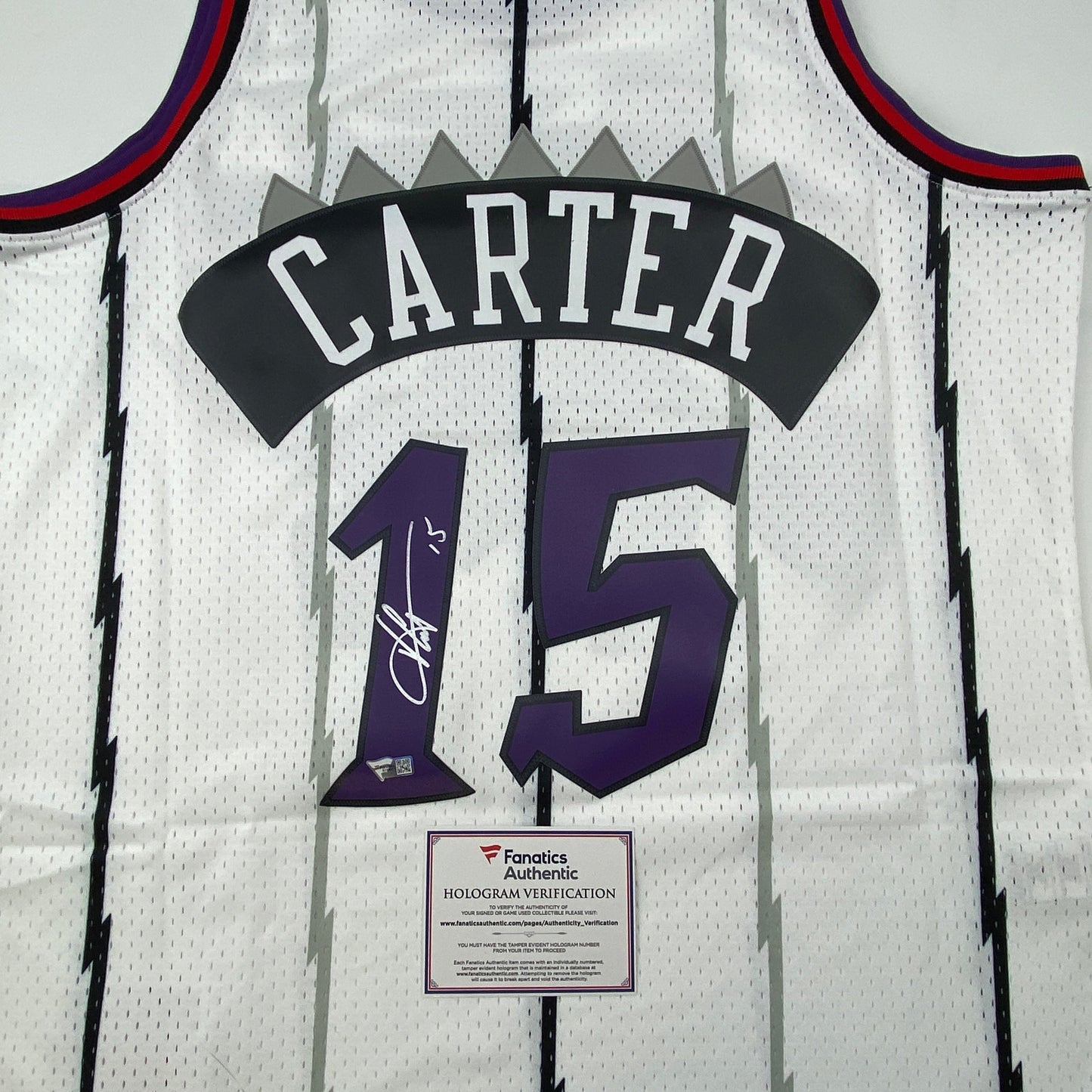 Autographed/Signed Vince Carter Toronto Raptors White Authentic Basketball Jersey Fanatics COA