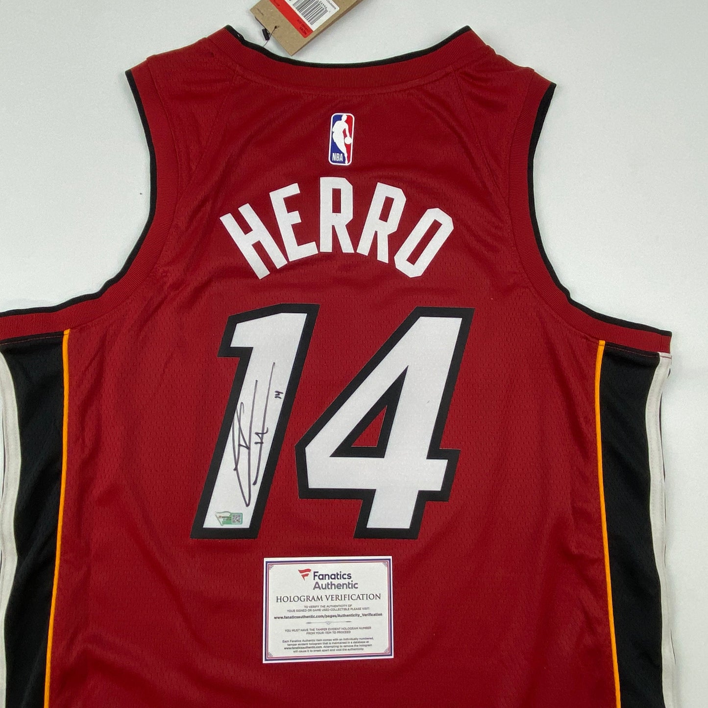 Autographed/Signed Tyler Herro Miami Heat Red Authentic Basketball Jersey Fanatics COA