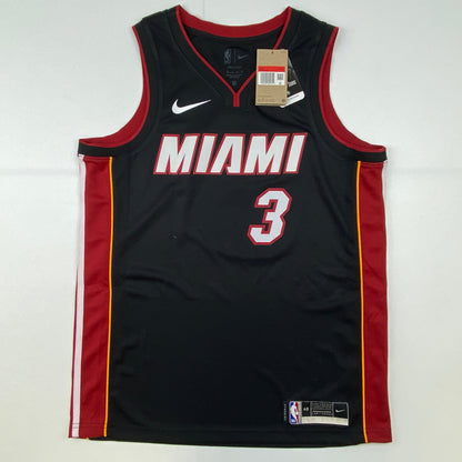Autographed/Signed Dwyane Wade Miami Heat Black Authentic Basketball Jersey Fanatics COA