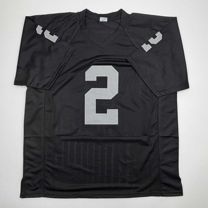 Autographed/Signed Ashton Jeanty Oakland Black Football Jersey Beckett BAS COA