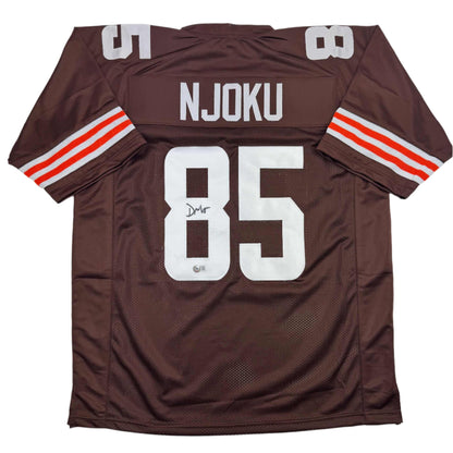 Autographed/Signed David Njoku Cleveland Football Brown Jersey Beckett BAS COA