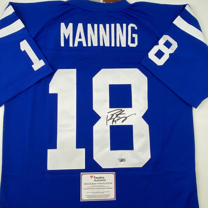 Autographed/Signed Peyton Manning Indianapolis Colts Authentic Blue Football Jersey Fanatics COA