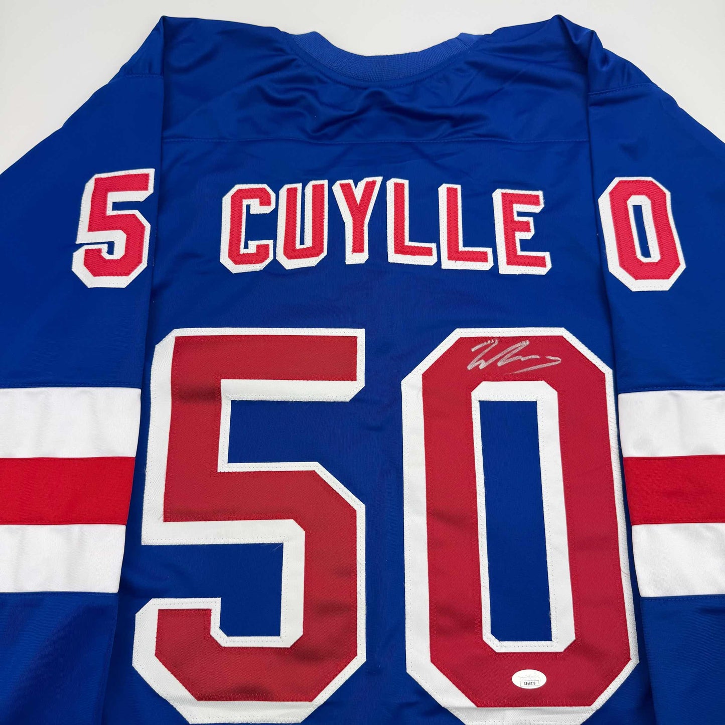 Autographed/Signed Will Cuylle New York Blue Hockey Jersey JSA COA