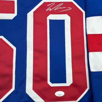 Autographed/Signed Will Cuylle New York Blue Hockey Jersey JSA COA