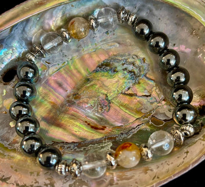 Empath Protection Intention Bracelet – Citrine, Clear Quartz & Hematite
