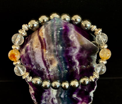 Empath Protection Intention Bracelet – Citrine, Clear Quartz & Hematite