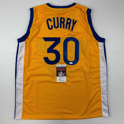 Autographed/Signed Stephen Steph Curry Golden State Yellow Basketball Jersey JSA COA