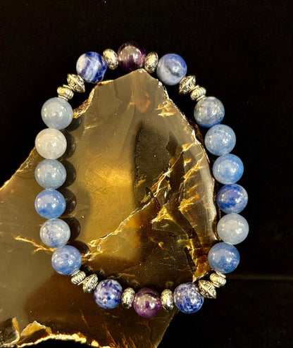 Anxiety Support Intention Bracelet – Blue Aventurine, Sodalite & Amethyst | 8mm Gemstones
