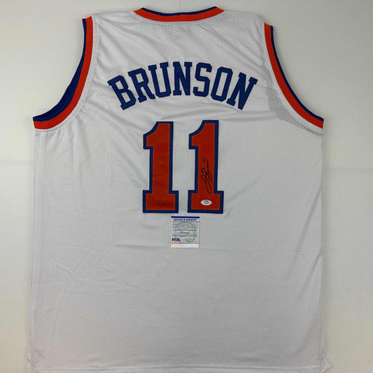 Autographed/Signed Jalen Brunson New York White Basketball Jersey PSA/DNA COA