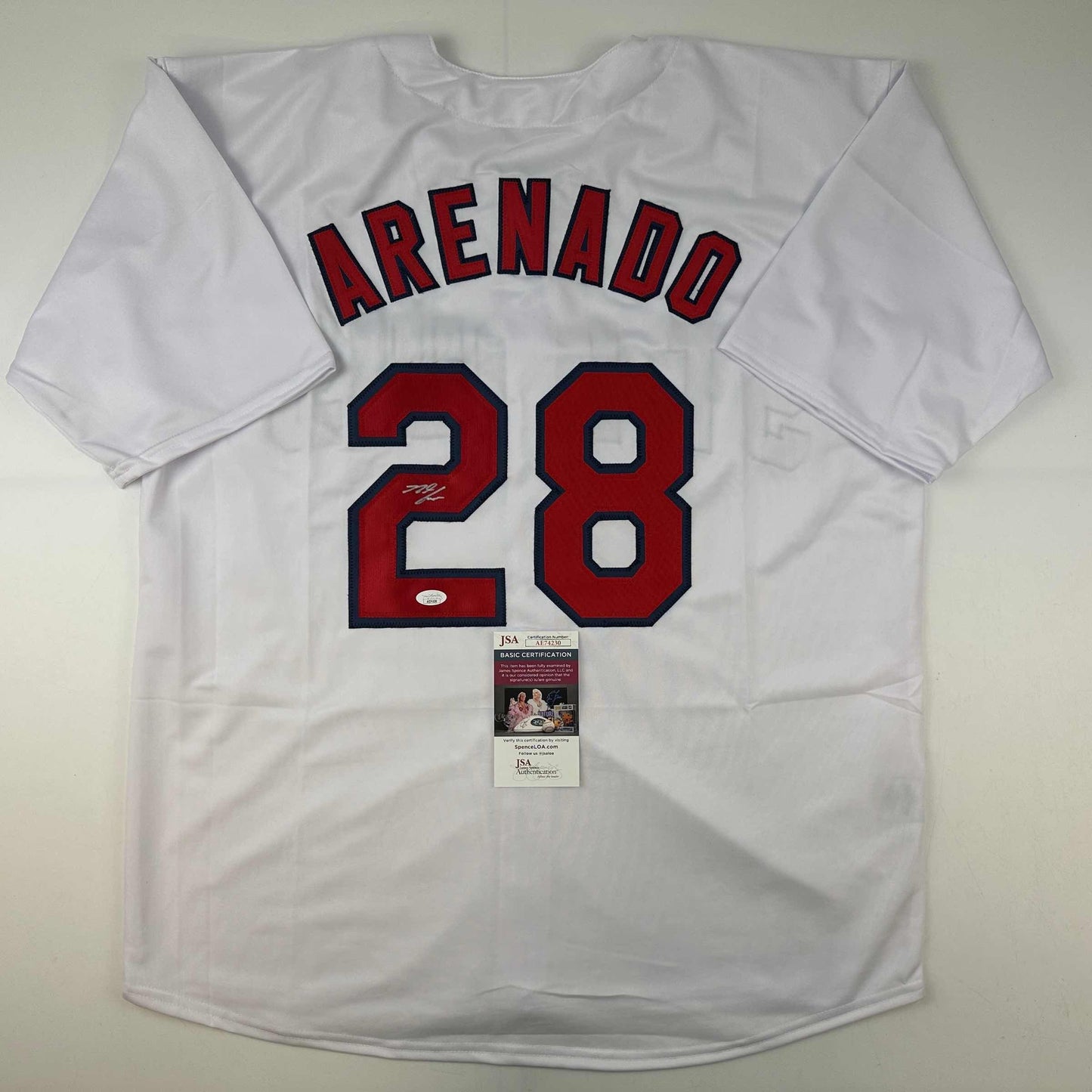 Autographed/Signed Nolan Arenado St. Louis White Baseball Jersey JSA COA