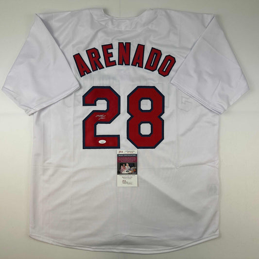 Autographed/Signed Nolan Arenado St. Louis White Baseball Jersey JSA COA