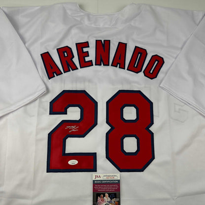 Autographed/Signed Nolan Arenado St. Louis White Baseball Jersey JSA COA