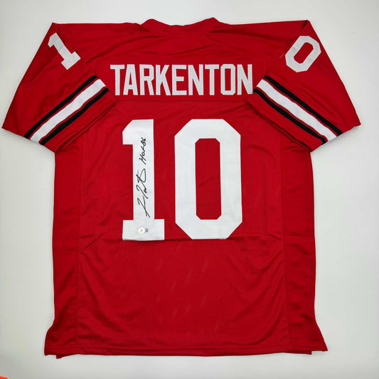 Autographed/Signed Fran Tarkenton Georgia Red College Football Jersey Beckett BAS COA