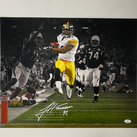 Autographed/Signed James Harrison Pittsburgh Steelers 16x20 Football Photo JSA COA #2
