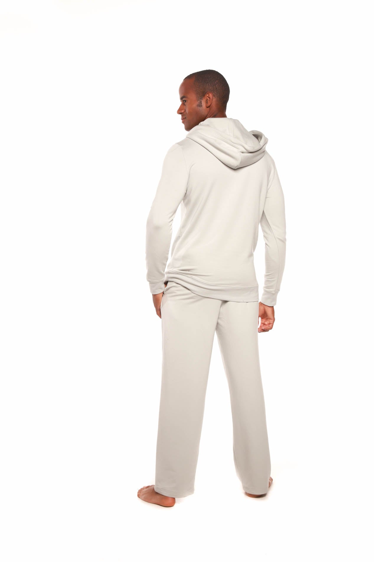 Men's Henley Style Bamboo Viscose Fleece Hoodie + Fleece Lounge Pants