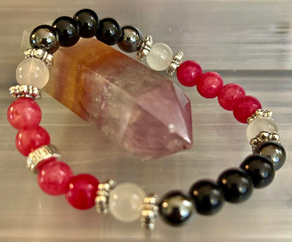 New Beginnings Energy Bracelet – Lepidolite, Hematite, Black Tourmaline & Moonstone
