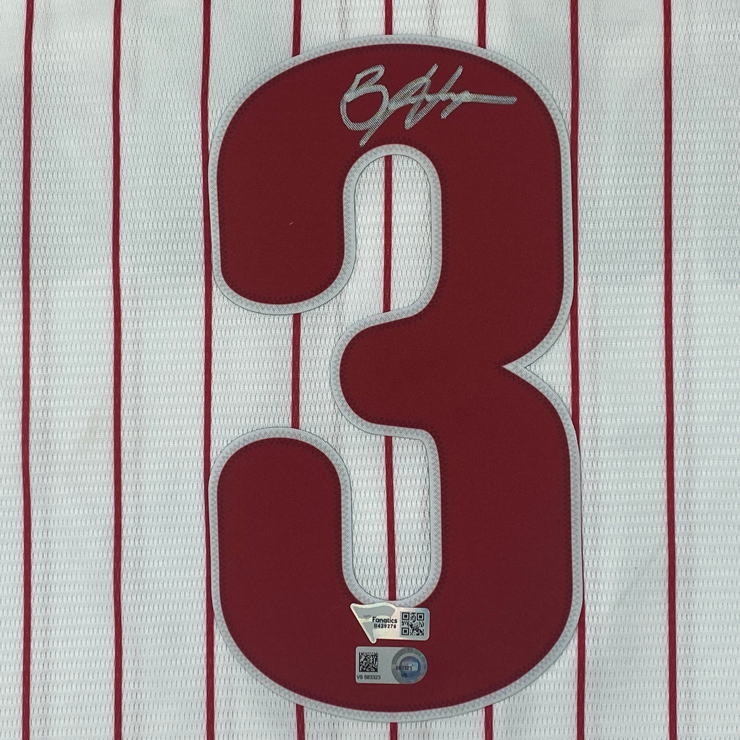 Autographed/Signed Bryce Harper Philadelphia Phillies Pinstripe Replica Baseball Jersey Fanatics & MLB COA