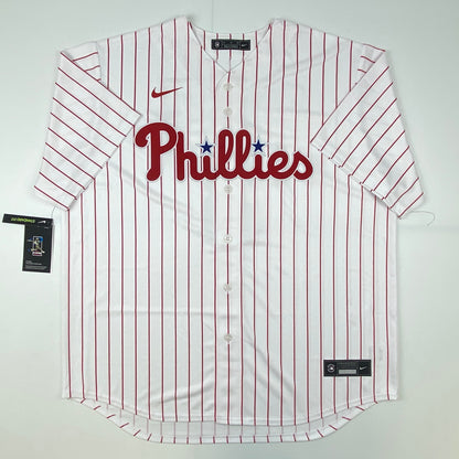 Autographed/Signed Bryce Harper Philadelphia Phillies Pinstripe Replica Baseball Jersey Fanatics & MLB COA