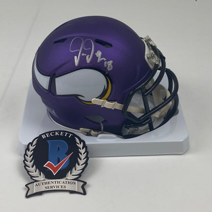 Autographed/Signed Justin Jefferson Minnesota Vikings Mini Football Helmet Beckett BAS COA