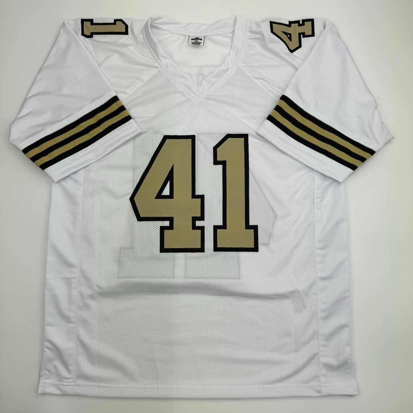 Autographed/Signed Alvin Kamara New Orleans White Color Rush Football Jersey Beckett BAS COA
