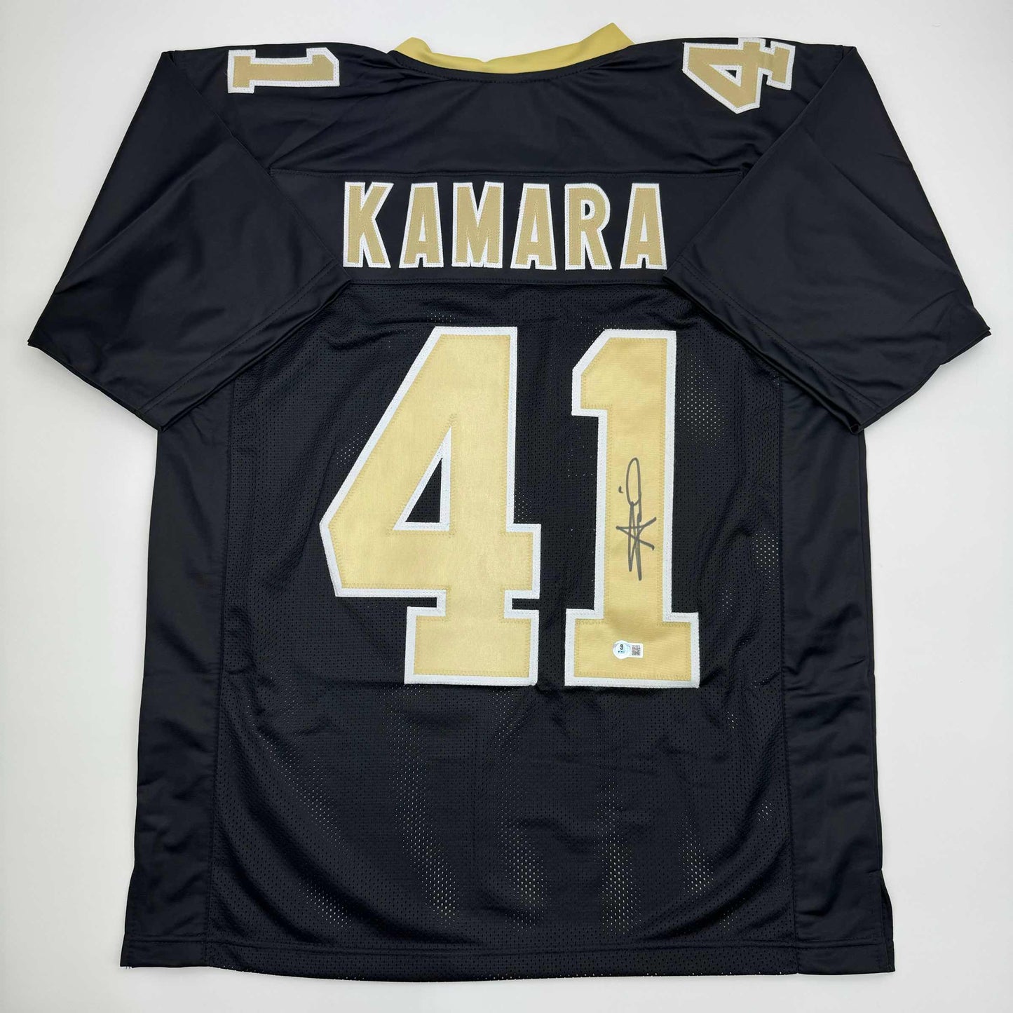 Autographed/Signed Alvin Kamara New Orleans Black Football Jersey Beckett BAS COA