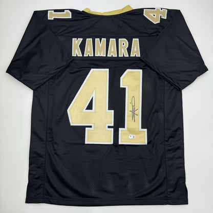 Autographed/Signed Alvin Kamara New Orleans Black Football Jersey Beckett BAS COA
