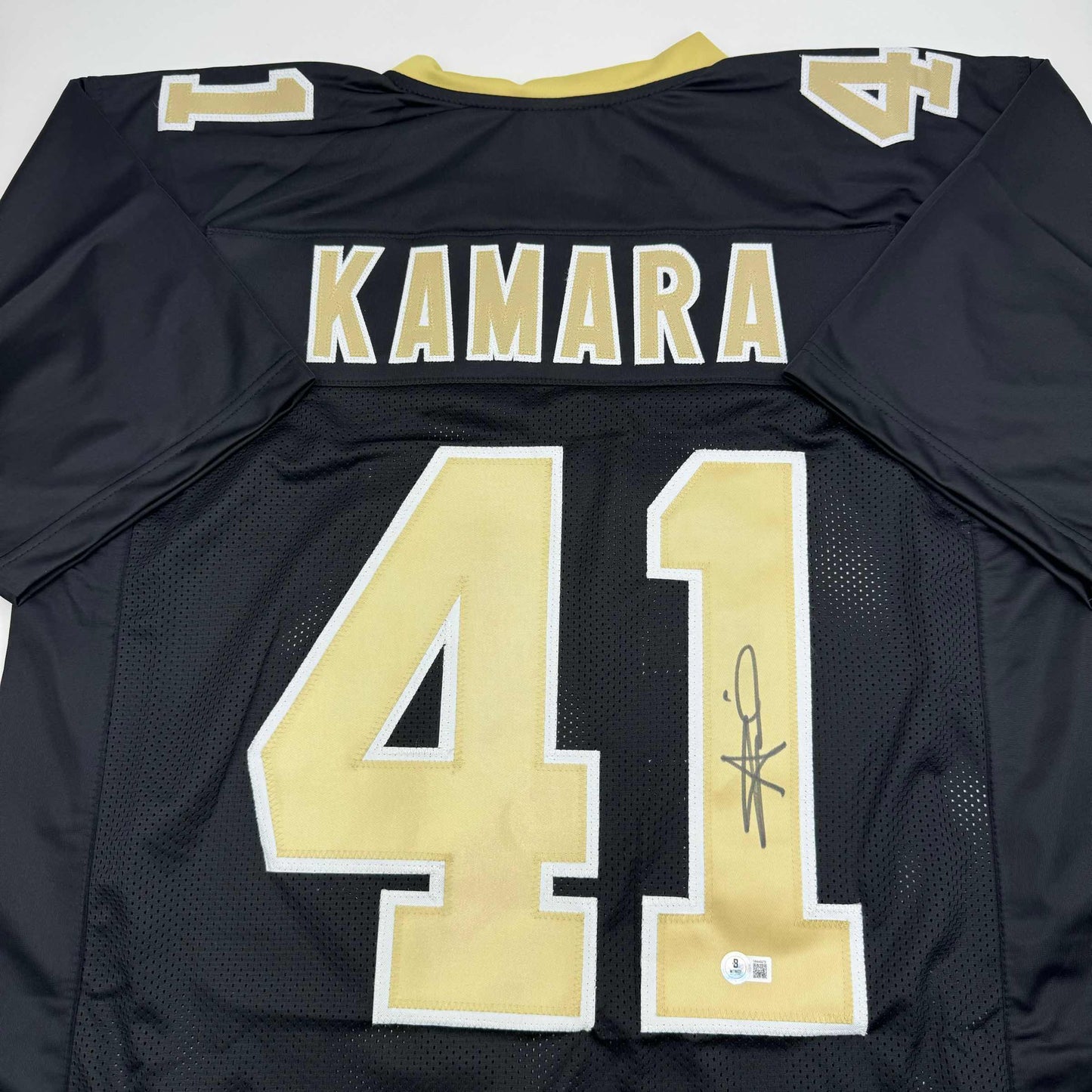 Autographed/Signed Alvin Kamara New Orleans Black Football Jersey Beckett BAS COA