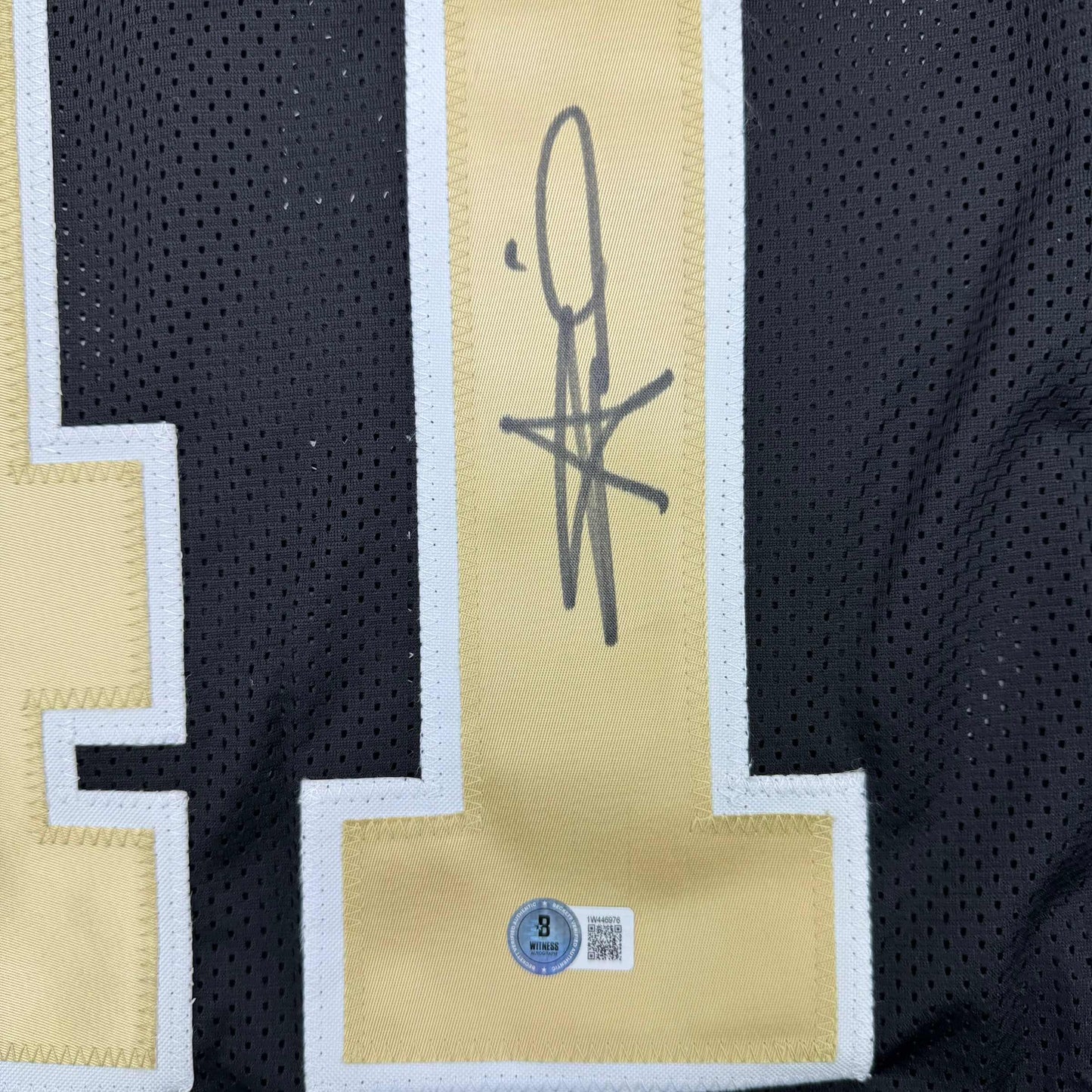 Autographed/Signed Alvin Kamara New Orleans Black Football Jersey Beckett BAS COA