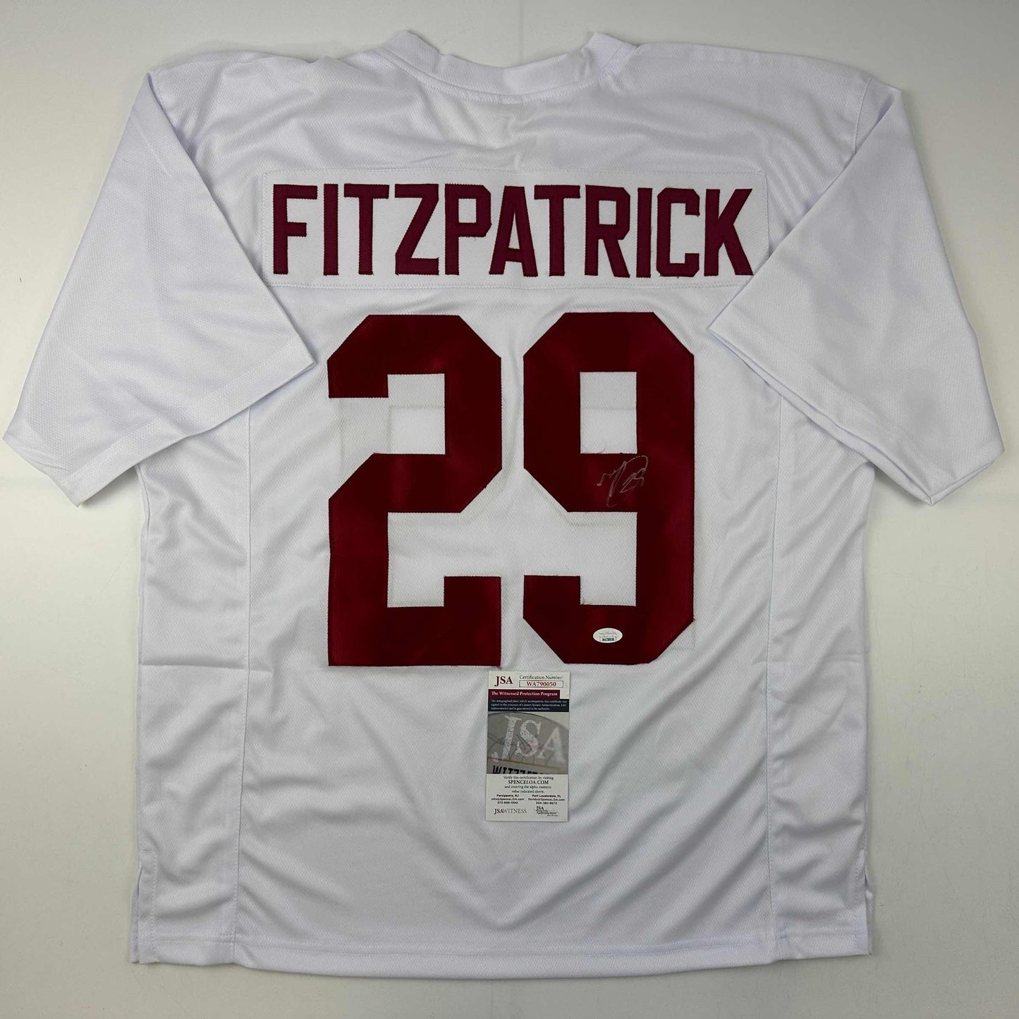 Autographed/Signed Minkah Fitzpatrick Alabama White College Football Jersey JSA COA