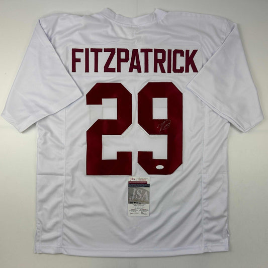 Autographed/Signed Minkah Fitzpatrick Alabama White College Football Jersey JSA COA