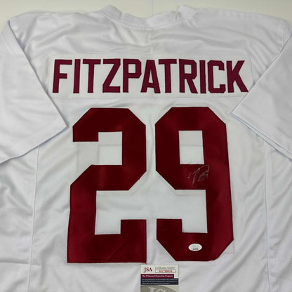 Autographed/Signed Minkah Fitzpatrick Alabama White College Football Jersey JSA COA