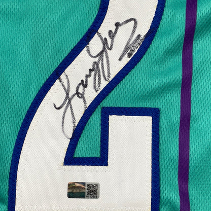 Autographed/Signed Larry Johnson Charlotte Teal Basketball Jersey Steiner COA