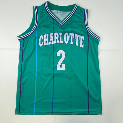 Autographed/Signed Larry Johnson Charlotte Teal Basketball Jersey Steiner COA