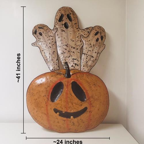 Metal Pumpkin and Ghost Yard Art