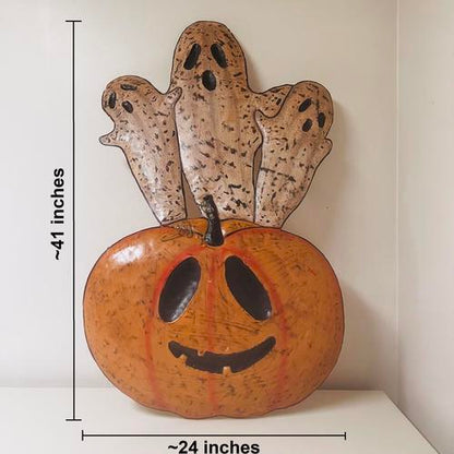Metal Pumpkin and Ghost Yard Art