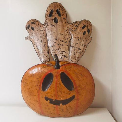 Metal Pumpkin and Ghost Yard Art