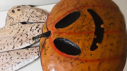 Metal Pumpkin and Ghost Yard Art