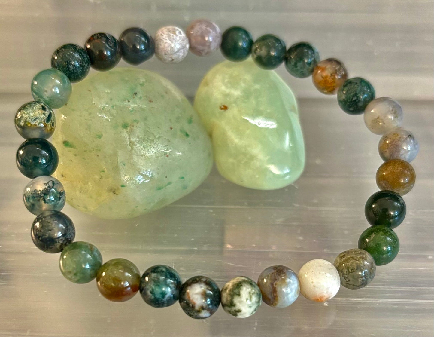 Reiki-Infused Natural Indian Agate Bracelet for Grounding, Emotional Balance & Steady Strength (6mm, 8mm & 10mm)