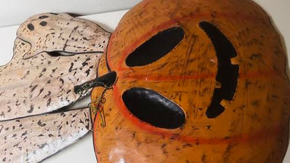 Metal Pumpkin and Ghost Yard Art