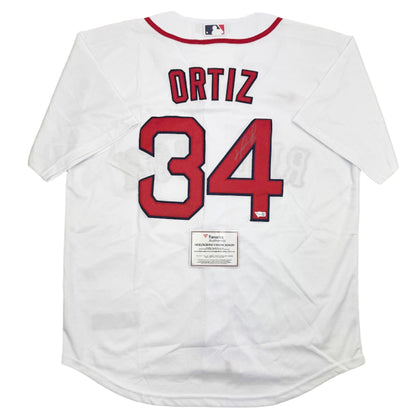 Autographed/Signed David Ortiz Boston Red Sox White Baseball Jersey Fanatics COA