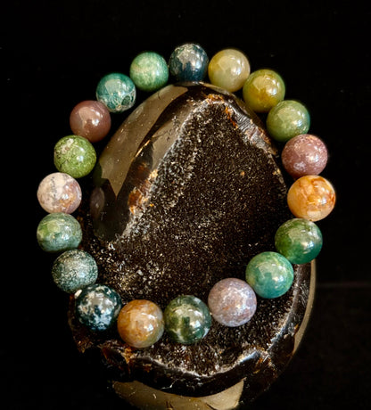 Natural Indian Agate Bead Bracelet – Grounding Stone for Protection, Strength & Emotional Balance