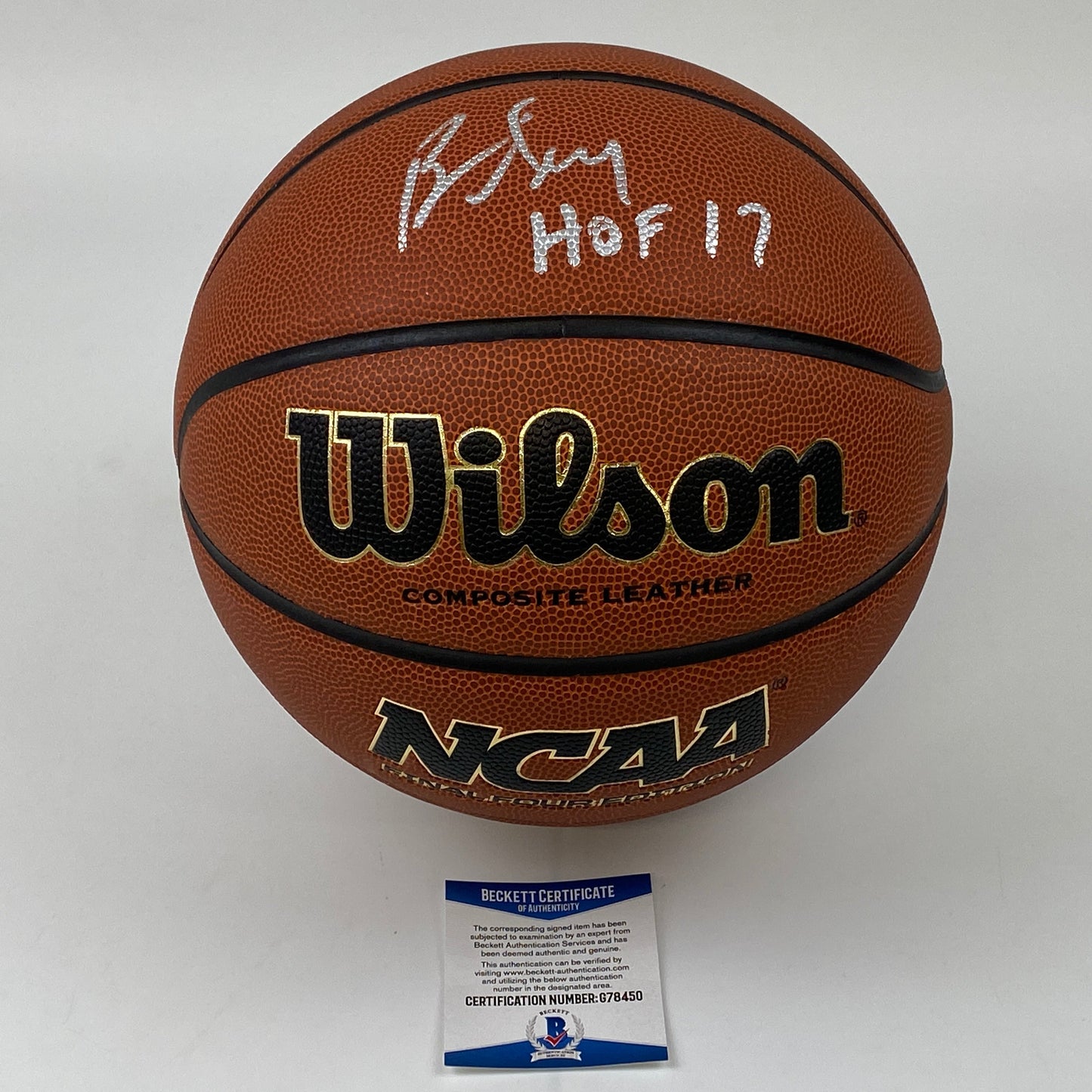 Autographed/Signed Bill Self HOF 17 Kansas Jayhawks Head Coach NCAA Wilson College Basketball Beckett BAS COA
