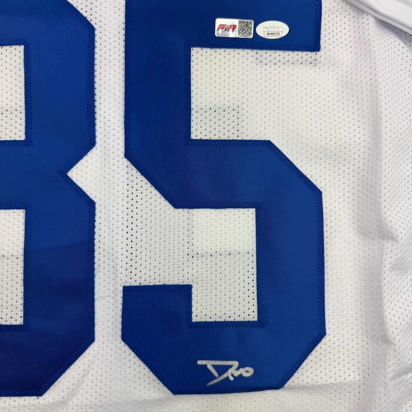 Autographed/Signed DeMarvion Overshown Dallas White Football Jersey JSA COA