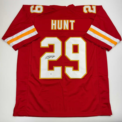 Autographed/Signed Kareem Hunt Kansas City Red Football Jersey PSA COA