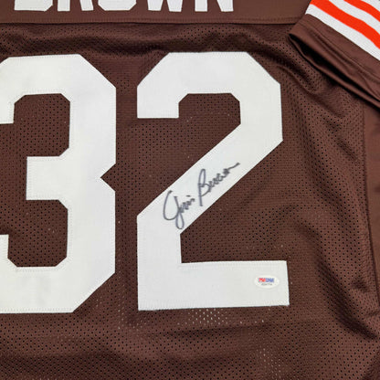 Autographed/Signed Jim Brown Cleveland Football Brown Jersey PSA COA