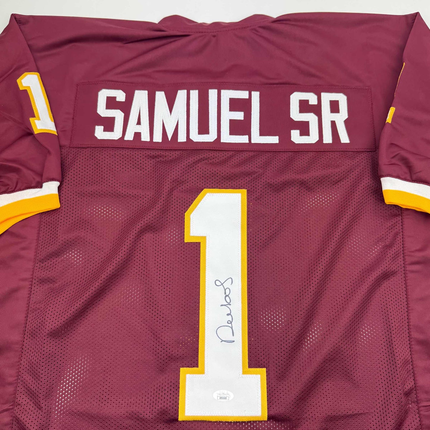 Autographed/Signed Deebo Samuel Washington Burgundy Football Jersey JSA COA