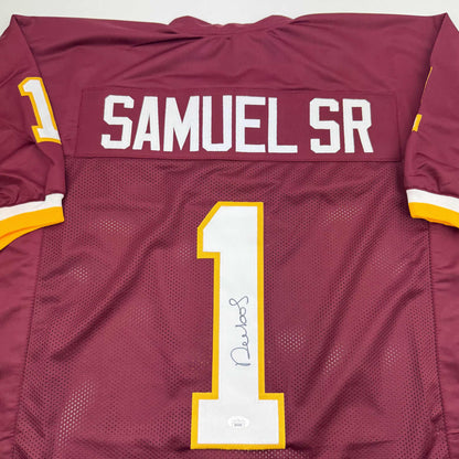 Autographed/Signed Deebo Samuel Washington Burgundy Football Jersey JSA COA