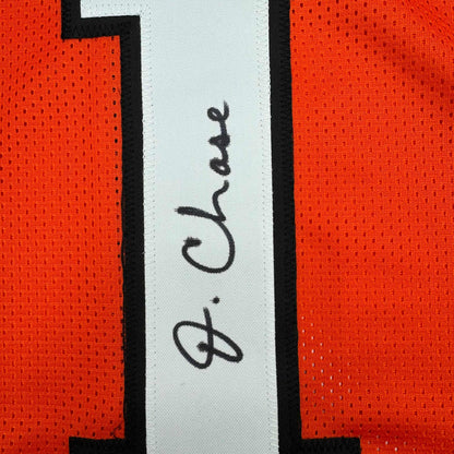 Autographed/Signed Ja'Marr Chase Cincinnati Orange Football Jersey JSA COA