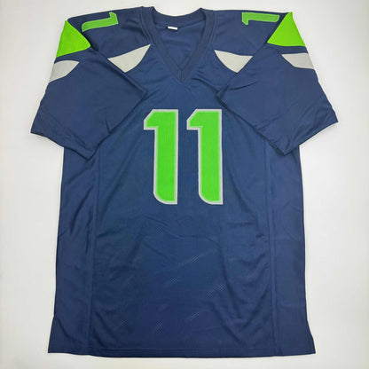 Autographed/Signed Jaxon Smith-Njigba Seattle Blue Football Jersey Beckett BAS COA