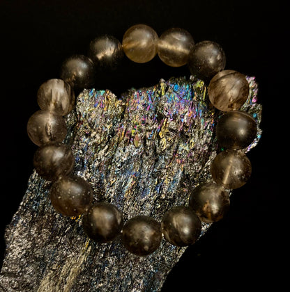 Watermelon Black Matte Stretch Stone Bracelet – 12mm Bold Beads | Grounding Energy & Fierce Style